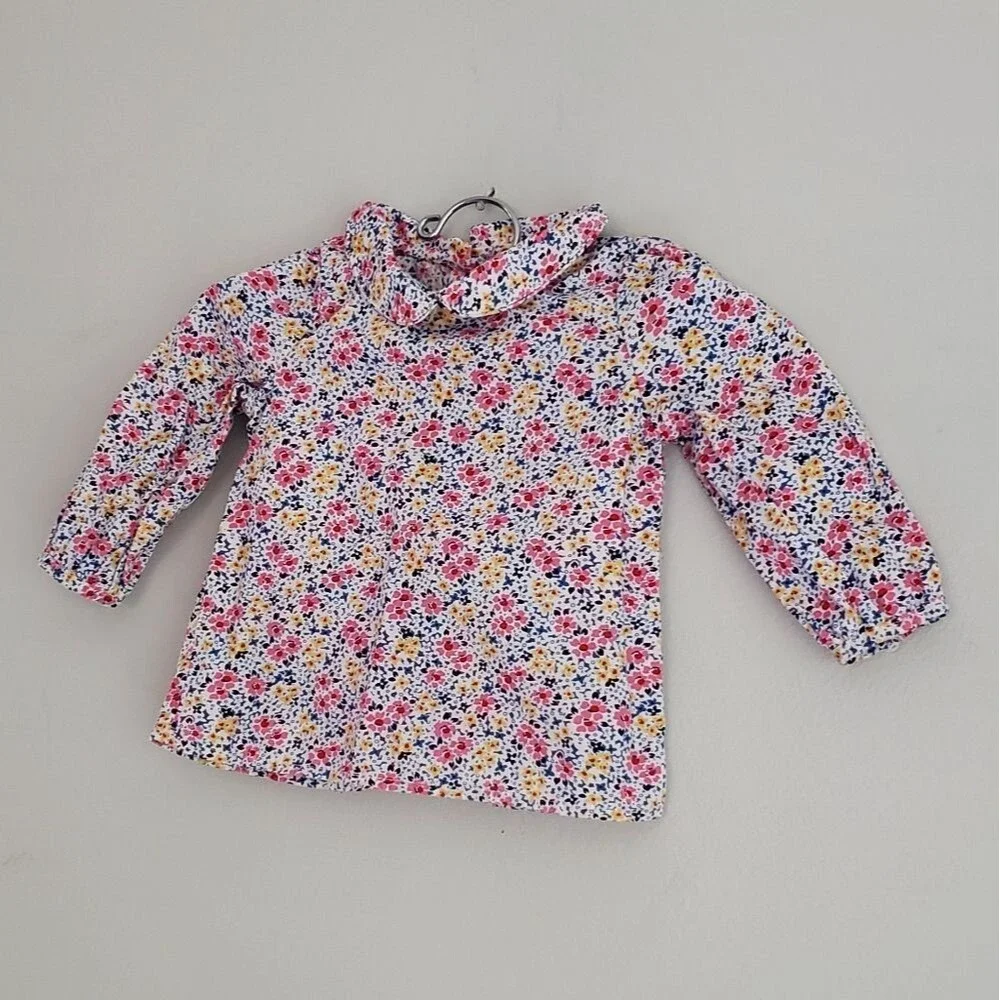 Ralph Lauren Floral Kids Shirt with Ruffle Scallop Collar Size 6 Months